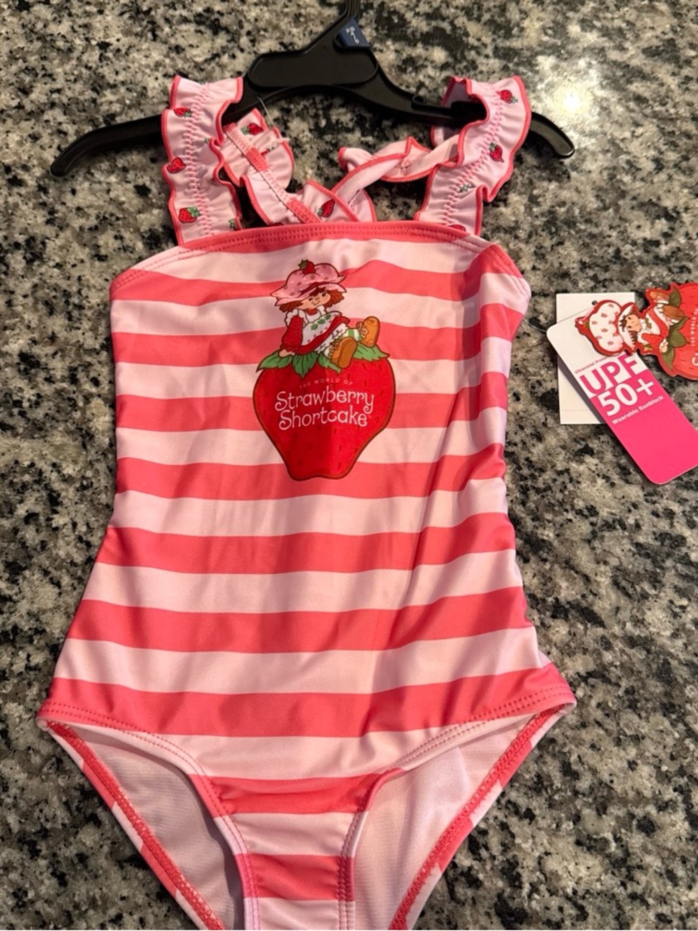 Strawberry Shortcake Pink Stripe Girls One-Piece Swimsuit